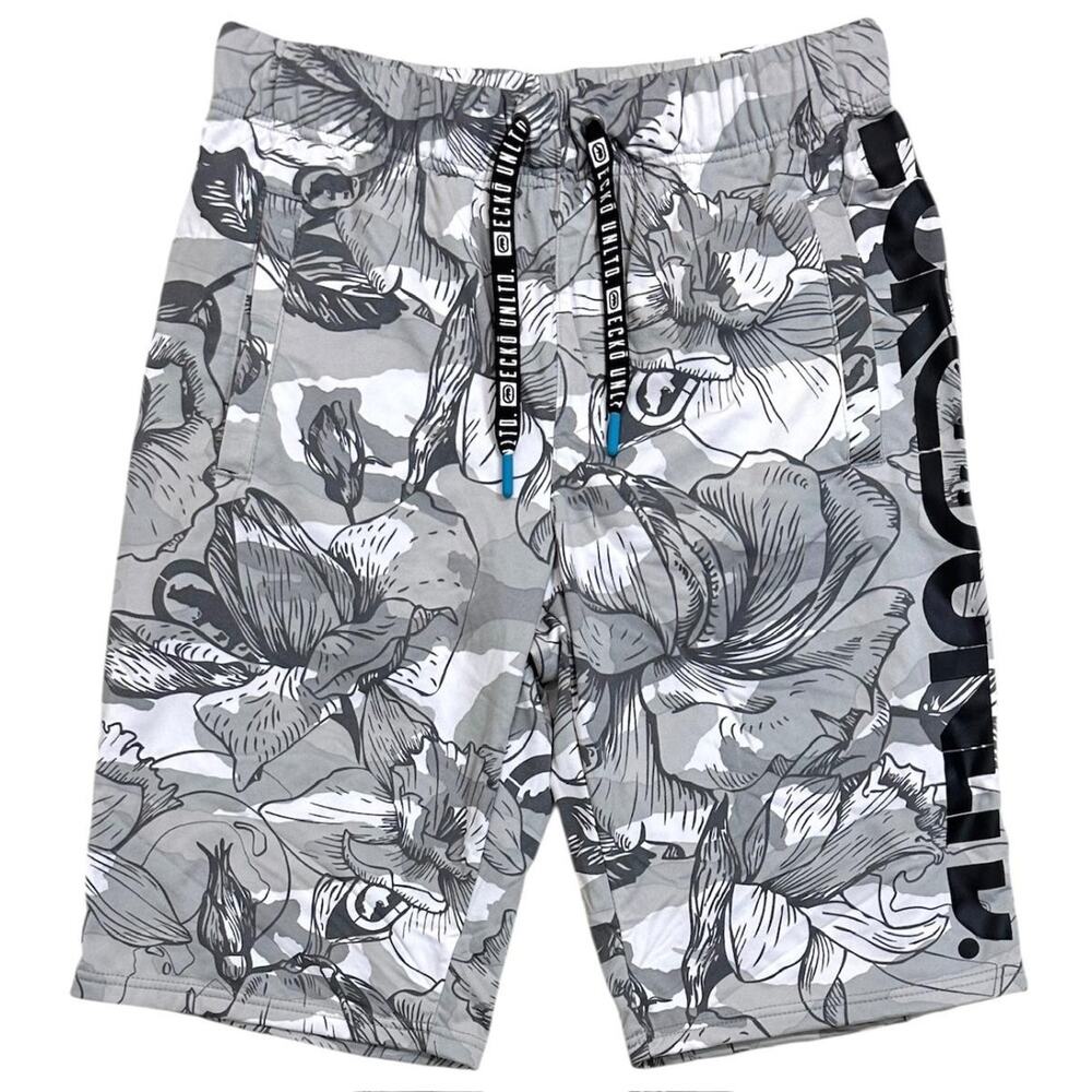 Ecko Unltd Men's Hawaiian Floral Camo Activewear Sweat Shorts